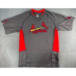 St. Louis Cardinals Majestic Fan Jersey Grey And Red Size Medium